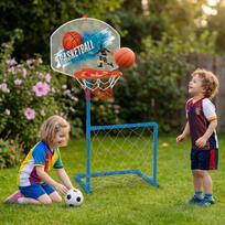 futbolo tinkl - WOOPIE 2-in-1 krepšinio ir futbolo vartų rinkinys su kamuoliu - 7 nuotrauka