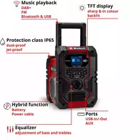 einhell akumuliatorius - Einhell TE-CR 18 Li DAB+/FM/BT radijas, 18V - 5 nuotrauka