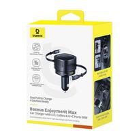usb c lightning baseus - Baseus Enjoyment Max automobilinis įkroviklis su USB-C+Lightning kabeliais ir USB-A+USB-C prievadais, 90W, juodas - 3 nuotrauka