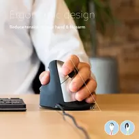 mouse ergonomic - MOUSE USB OPTICAL BREAK/L. BLACK RGOHELE R-GO TOOLS - 3 nuotrauka