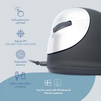 kompiuteris mouse - MOUSE USB OPTICAL BREAK/L. BLACK RGOHELELA R-GO TOOLS - 6 nuotrauka