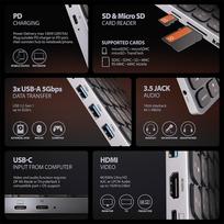 usb c hub 4k 60hz - KEYBOARD   I/O HUB 9IN1/0.6M HMC-KB-CRL AXAGON - 3 nuotrauka