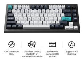 keyboard 75 - Keychron Q1 Max, belaidė, mechaninė, Juoda (Black), Gateron Banana Switch - 6 nuotrauka