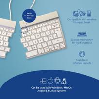 balta klaviatura belaide - KEYBOARD WRL SPLIT BREAK/WHITE RGOSBUKWLWH R-GO TOOLS - 4 nuotrauka