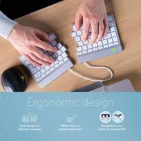 balta klaviatura belaide - KEYBOARD WRL SPLIT BREAK/WHITE RGOSBUKWLWH R-GO TOOLS - 8 nuotrauka