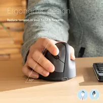 bluetooth peles - MOUSE USB OPTICAL WRL/RIGHT BLACK RGOHEWL R-GO TOOLS - 4 nuotrauka
