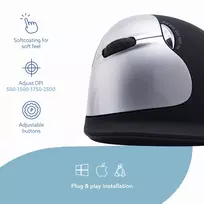 bluetooth peles - MOUSE USB OPTICAL WRL/L. BLK RGOHELELAWL R-GO TOOLS - 2 nuotrauka