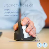 bluetooth peles - MOUSE USB OPTICAL WRL/L. BLK RGOHELELAWL R-GO TOOLS - 3 nuotrauka