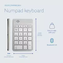 balta klaviatura - KEYBOARD WRL NUMPAD BREAK/WHITE RGOCONMWLWH R-GO TOOLS - 3 nuotrauka