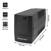 220 ups - QOLTEC 53773 UPS 850VA 480W - 9 nuotrauka