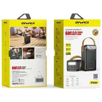power bank 60000mah - AWEI P101K 60000mAh 22.5W Juodas (Black) - 2 nuotrauka
