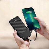iniu isorine baterija - Dudao K11 10000mAh Powerbank su integruotais laidais, juodas - 2 nuotrauka