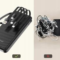iniu isorine baterija - Dudao K11 10000mAh Powerbank su integruotais laidais, juodas - 3 nuotrauka