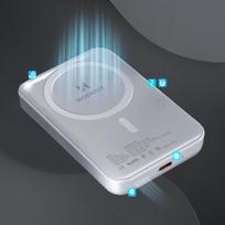 magnetinis power bank - Wozinsky WRW349YWS, 10000mAh, Magnetic Power Bank, balta - 2 nuotrauka