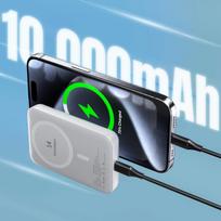 magnetinis power bank - Wozinsky WRW349YWS, 10000mAh, Magnetic Power Bank, balta - 7 nuotrauka