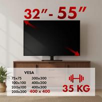 tv 32 - Maclean MC-132 Universalus televizoriaus stovas 32"-55", Maks. 35 kg, 20° sukimas, Juodas (Black) - 3 nuotrauka