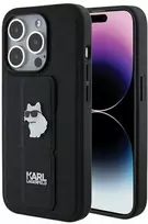 telefono deklas karl lagerfeld - Karl Lagerfeld Gripstand Saffiano Choupette Pins dėklas Apple iPhone 14 Pro Max Juodas (Black) - 1 nuotrauka