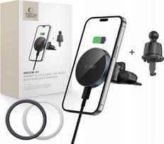anga - Tech-Protect MM15W-V5 magnetinis MagSafe CD ir ventiliacijos angos automobilinis laikiklis su belaidžiu įkrovimu 15W Juodas (Black) - 1 nuotrauka