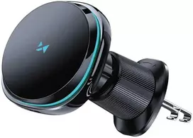 ventiliatorius automobilinis - Wozinsky WCT5-Q6S2Y automobilinis telefono laikiklis su Qi/MagSafe 15W indukciniu įkrovikliu ventiliacijos grotelių tvirtinimui - Juodas (Black) - 1 nuotrauka
