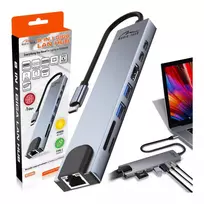 usb c hub docking station - Media-Tech USB HUB 8 in 1 GIGA LAN HUB MT5046 - 1 nuotrauka