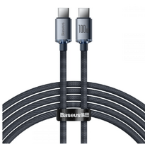 baseus crystal usb - Baseus USB-C į USB-C kabelis Crystal Shine, 100W, 2 m, Juodas (Black) - 1 nuotrauka