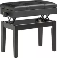 reguliuojama kede - Suoliukas-daiktadėžė HOMCOM Pianino kėdė, juodas (Black) - 1 nuotrauka