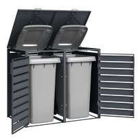 metalinis kibiras - Metalinė dviguba konteinerių stoginė su užraktu, 240 l, pilka (Gray) - 3 nuotrauka