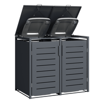 metalinis kibiras - Metalinė dviguba konteinerių stoginė su užraktu, 240 l, pilka (Gray) - 8 nuotrauka