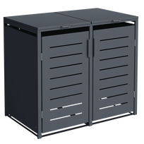 metalinis kibiras - Metalinė dviguba konteinerių stoginė su užraktu, 240 l, pilka (Gray) - 11 nuotrauka