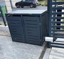 metalinis kibiras - Metalinė dviguba konteinerių stoginė su užraktu, 240 l, pilka (Gray) - 14 nuotrauka