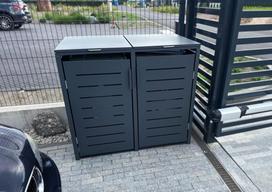 metalinis kibiras - Metalinė dviguba konteinerių stoginė su užraktu, 240 l, pilka (Gray) - 15 nuotrauka