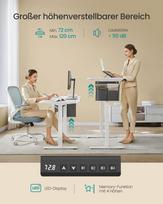 rasomasis stalas elektrinis - Songmics Elektrinis Reguliuojamo Aukščio Stalas 60x140 cm Baltas (White) - 5 nuotrauka