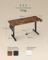 rasomasis stalas 160 cm - Songmics Reguliuojamo aukščio elektrinis stalas 60x160 cm Juodas (Black) - 3 nuotrauka