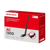 adapteris 5ghz - Mercusys MA30H AC1300 High Gain Wi-Fi USB adapteris Juodas (Black) - 2 nuotrauka