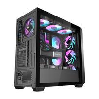 darkflash ds900 computer case - Darkflash DS900WD kompiuterio korpusas (juodas) + 4 ventiliatoriai - 4 nuotrauka