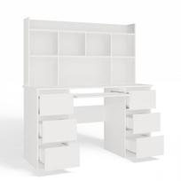 baltas rasomasis stalas - Top E Shop KUBA Rašomasis stalas su prailginimo dalimi, Baltas (White) - 3 nuotrauka