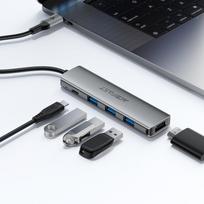 usb c hub 4k 60hz - Acefast J16 USB Hub USB-C 5-in-1 HDMI 4K 60Hz PD90W Docking Station Pilka (Gray) - 3 nuotrauka