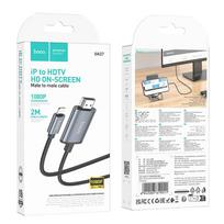 hdmi laidas 2m - Hoco UA27 Lightning to HDMI 2.0m Pilkas (Gray) - 2 nuotrauka