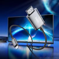 hdmi laidas 2m - Hoco UA27 Lightning to HDMI 2.0m Pilkas (Gray) - 3 nuotrauka