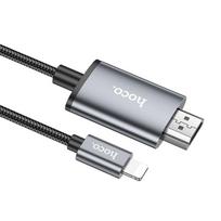 hdmi laidas 2m - Hoco UA27 Lightning to HDMI 2.0m Pilkas (Gray) - 8 nuotrauka