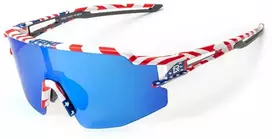 saules akiniai polarized - Rockbros Polarized Cycling Glasses with UV Protection and Corrective Insert Blue Lenses USA Pattern White - 1 nuotrauka
