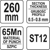 reples profiliu - YATO replės PROFILIŲ SUJUNGIMUI 260mm - 2 nuotrauka