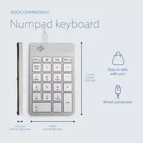 balta klaviatura - KEYBOARD NUMPAD BREAK/WHITE RGOCONMWDWH R-GO TOOLS - 2 nuotrauka