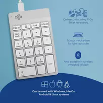 balta klaviatura - KEYBOARD NUMPAD BREAK/WHITE RGOCONMWDWH R-GO TOOLS - 3 nuotrauka