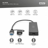 usb 2.4 a - Digitus Hub usb 3.0/koncentrator 4-portowy slimline usb a + adapter usb-c 5gbps, złącze zasilania usb-c - 5 nuotrauka