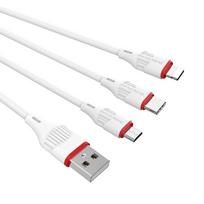 type c pakrovejas - USB kabelis Borofone BX17 3in1 MicroUSB-Lightning-Type-C baltas - 4 nuotrauka