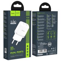 usb pakrovejas 2 - Hoco N4 su dviem USB  jungtimis (2.4A) baltas - 2 nuotrauka
