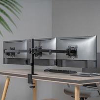 monitoriu laikiklis 100x100 - HiSmart HS082420 Trijų monitorių laikiklis 17-27" Juodas (Black) - 4 nuotrauka
