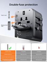 adapteris kelioninis - Joyroom JR-TCW01 Universalus kelioninis įkroviklis 17W 3xUSB-A/USB-C Juodas (Black) - 4 nuotrauka