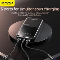 10000 power bank - Awei P10K, 10000mAh, 22.5W, juodas (black) - 3 nuotrauka
